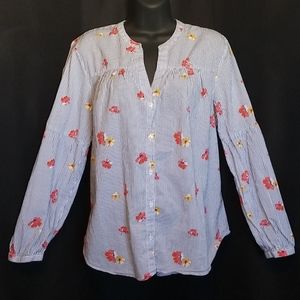 Old Navy Striped and Floral Button Down Blouse Size Large
